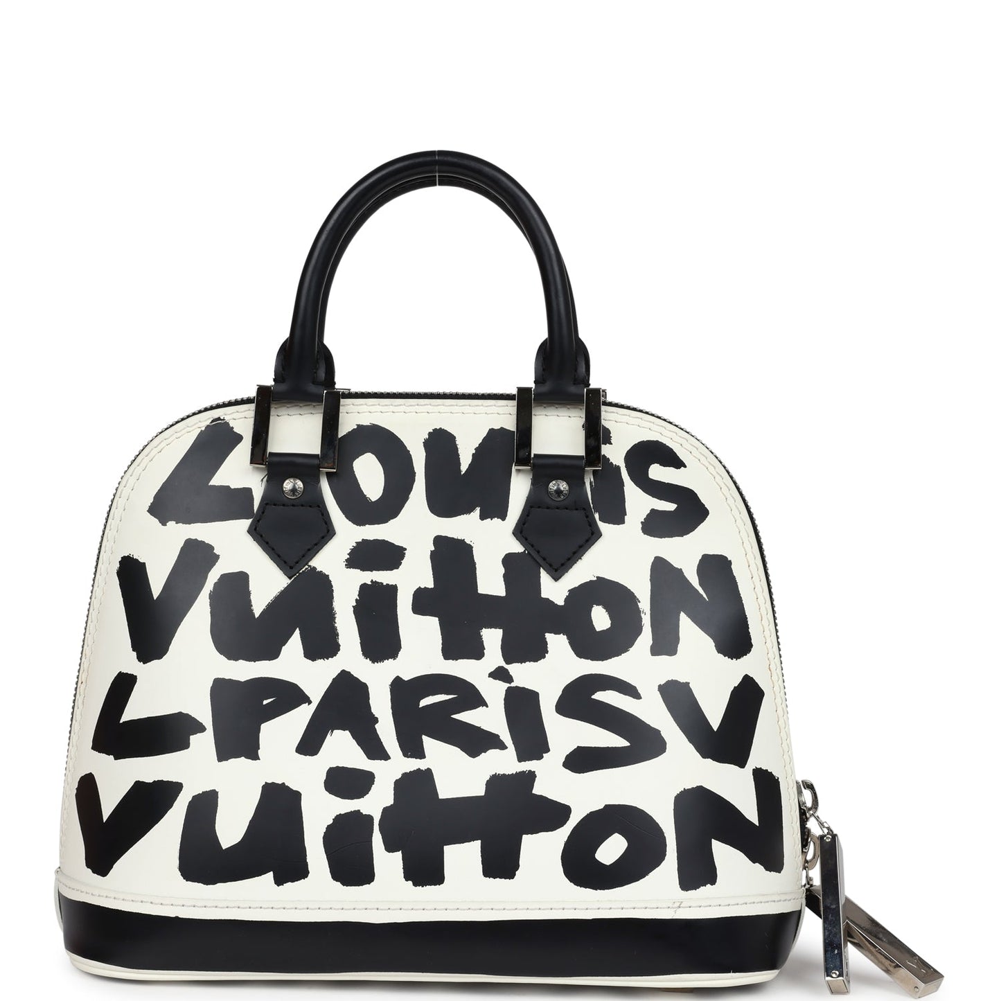 Louis Vuitton Vintage x Stephen Sprouse Graffiti Alma MM Black and White Leather Silver Hardware
