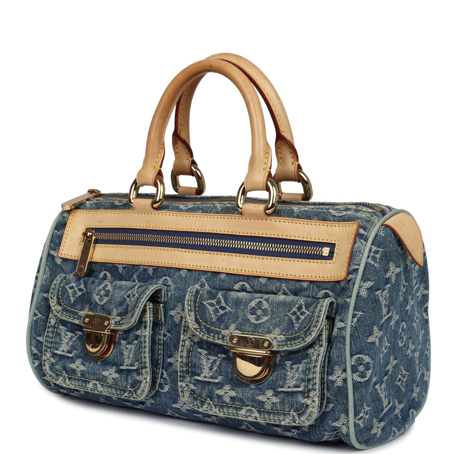 Louis Vuitton Vintage Neo Speedy Blue Denim Monogram Gold Hardware