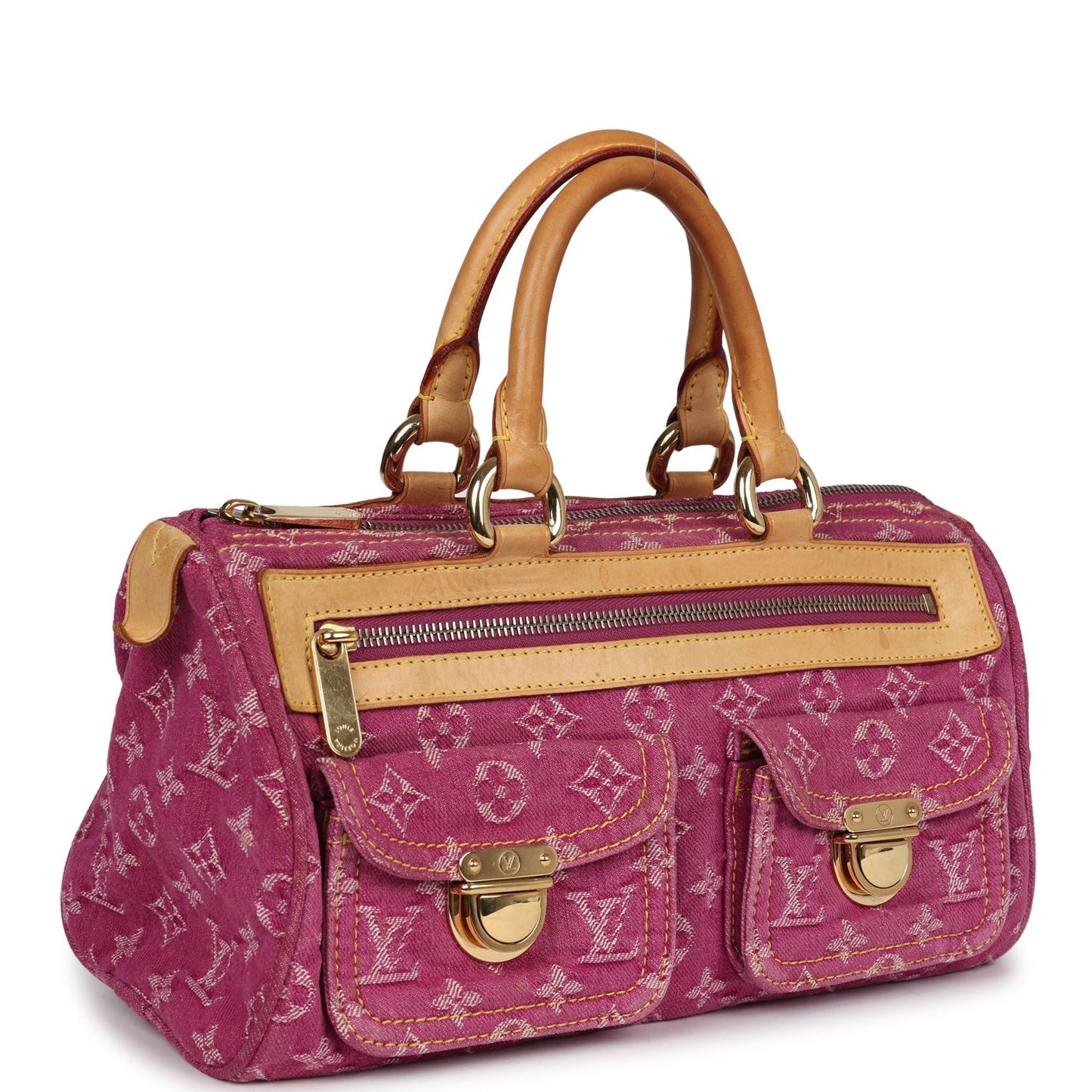 Louis Vuitton Vintage Neo Speedy Pink Denim Monogram Gold Hardware