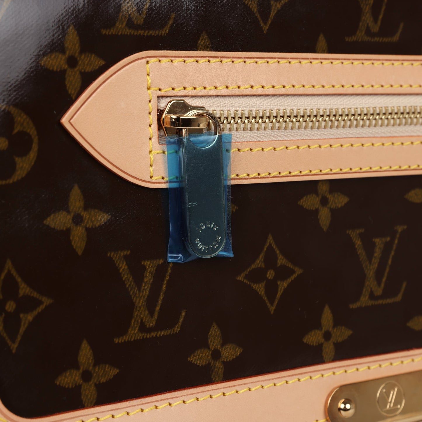 Louis Vuitton Vintage Tweedy Zip GM Brown Monogram Vinyl and Tweed Gold Hardware