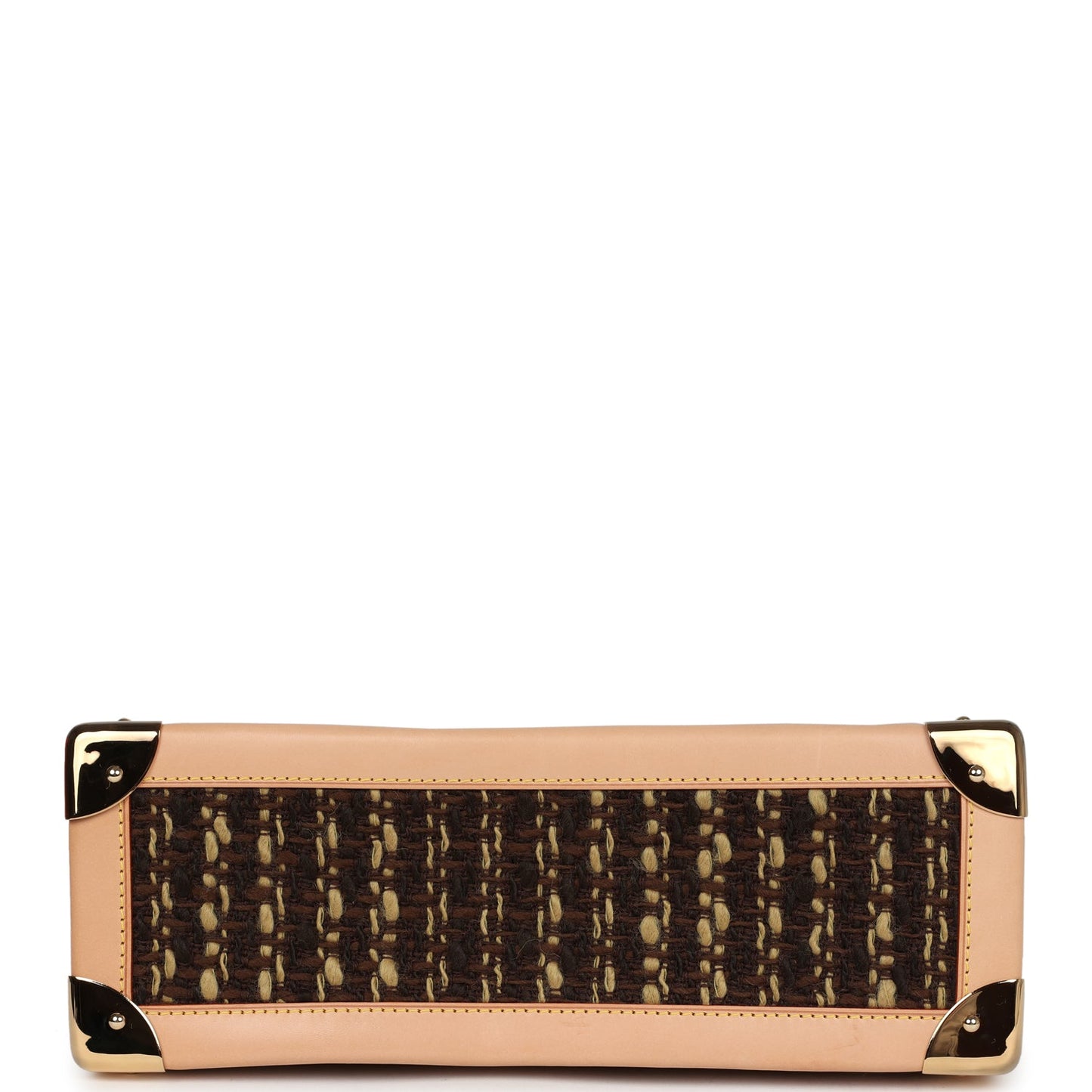 Louis Vuitton Vintage Tweedy Zip GM Brown Monogram Vinyl and Tweed Gold Hardware
