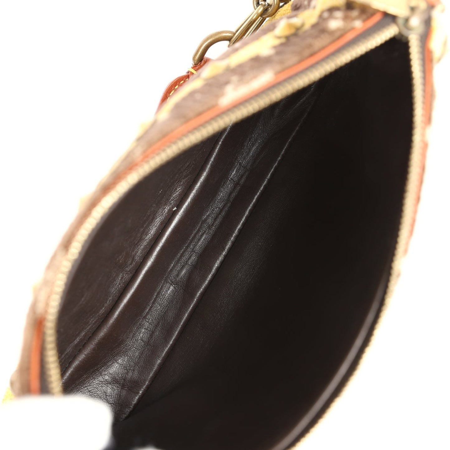 Louis Vuitton Vintage Trompe L'Oeil Pochette Brown and Yellow Velvet Brass Hardware