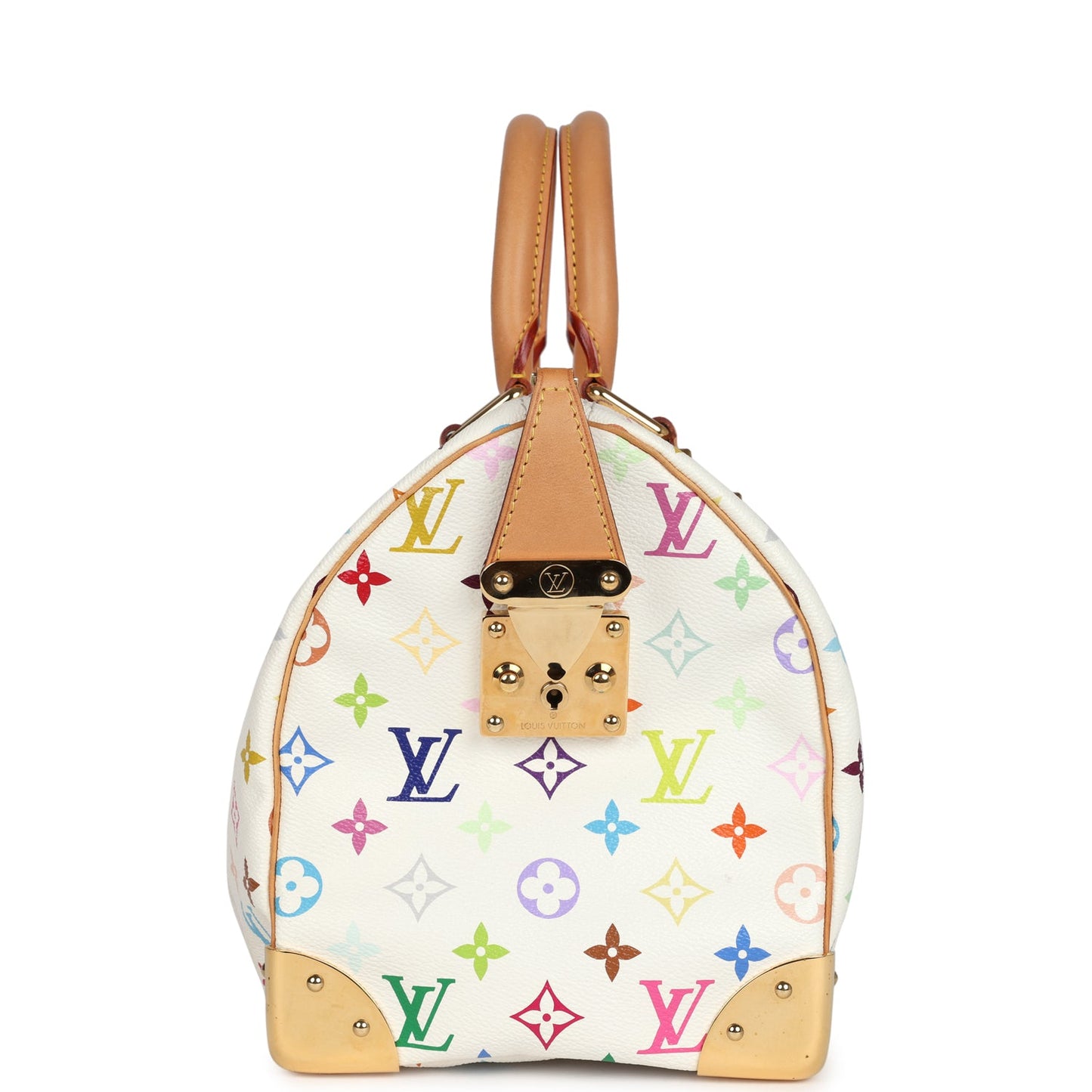 Louis Vuitton x Takashi Murakami Speedy 30 White Multicolor Monogram Gold Hardware