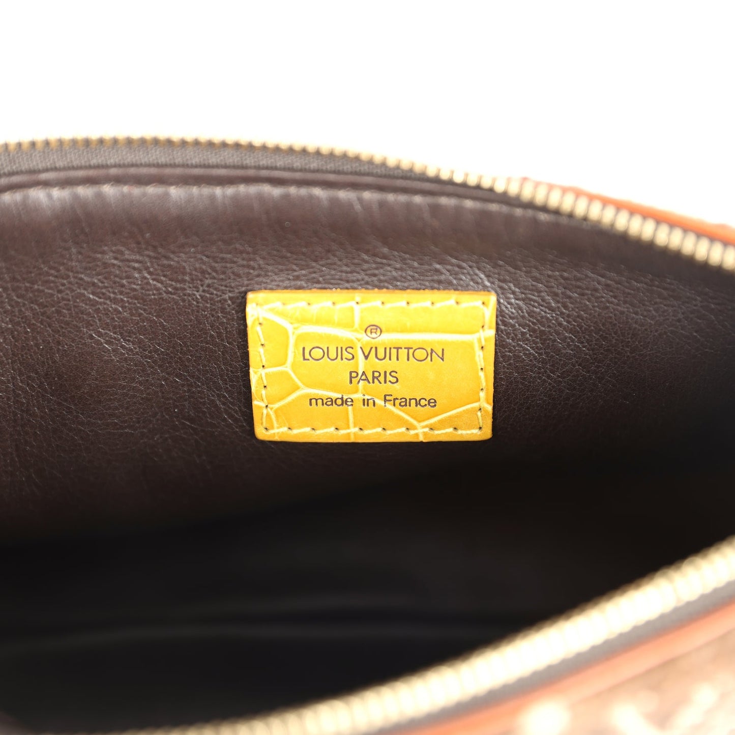 Louis Vuitton Vintage Trompe L'Oeil Pochette Brown and Yellow Velvet Brass Hardware