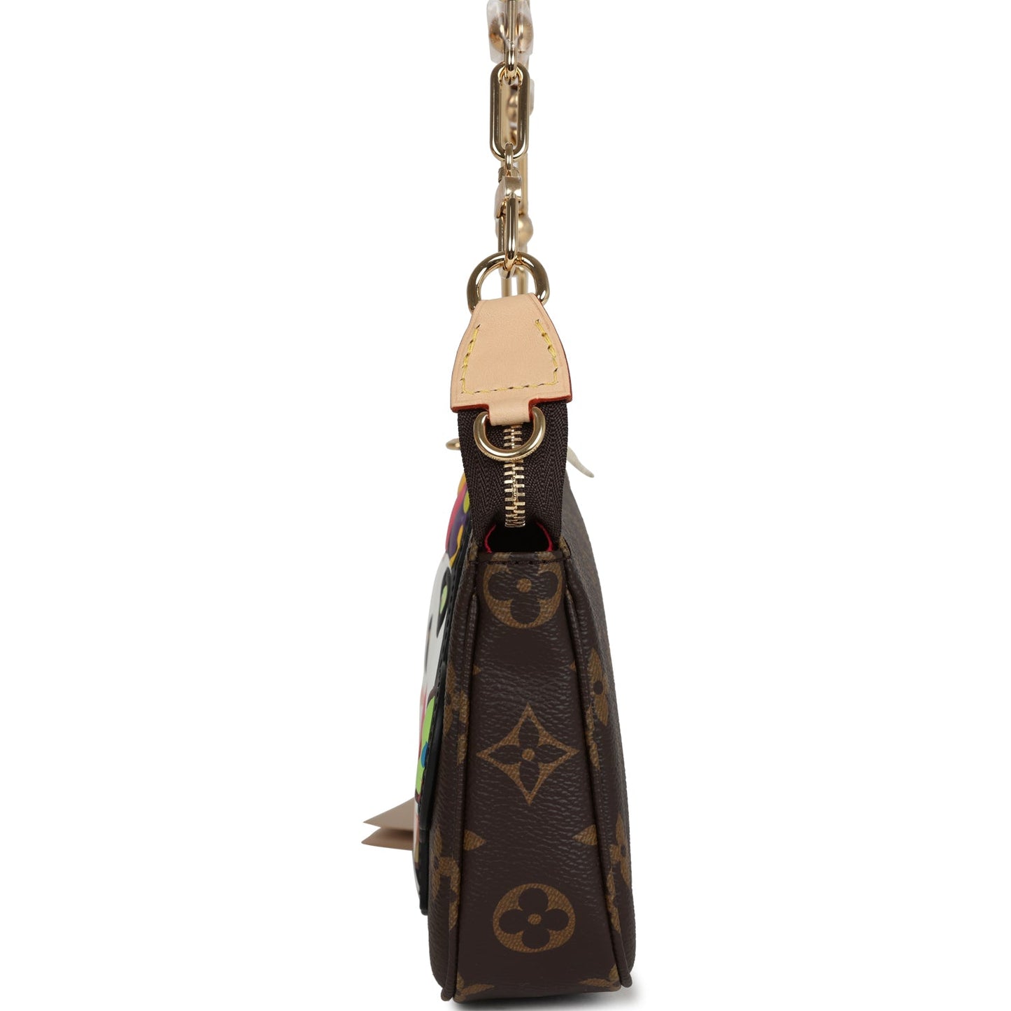 Louis Vuitton X Takashi Murakami Panda Pochette Accessories Brown Monogram Gold Hardware