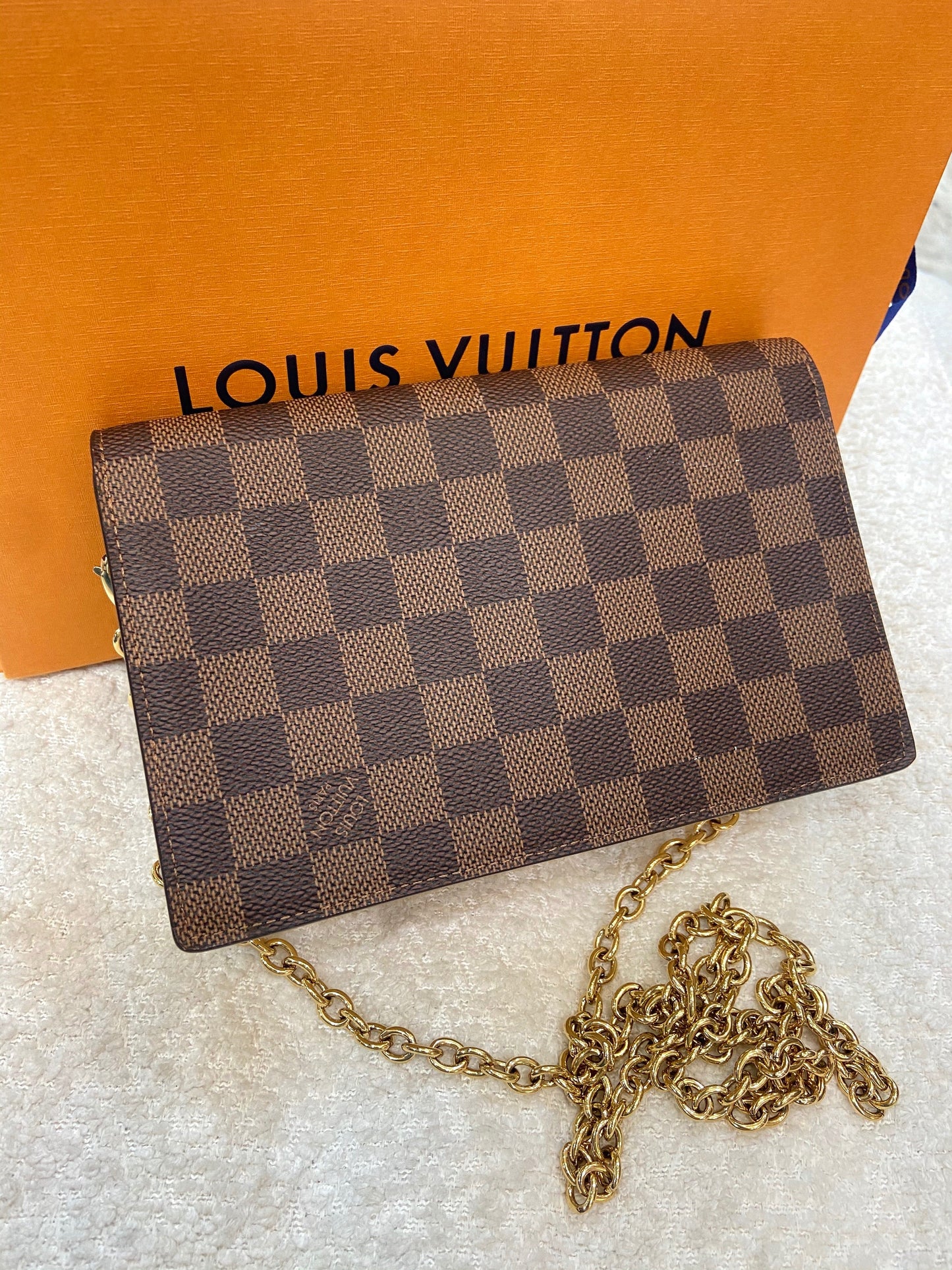 LOUIS VUITTON DAMIER EBENE VAVIN CHAIN WALLET ON CHAIN CREAM