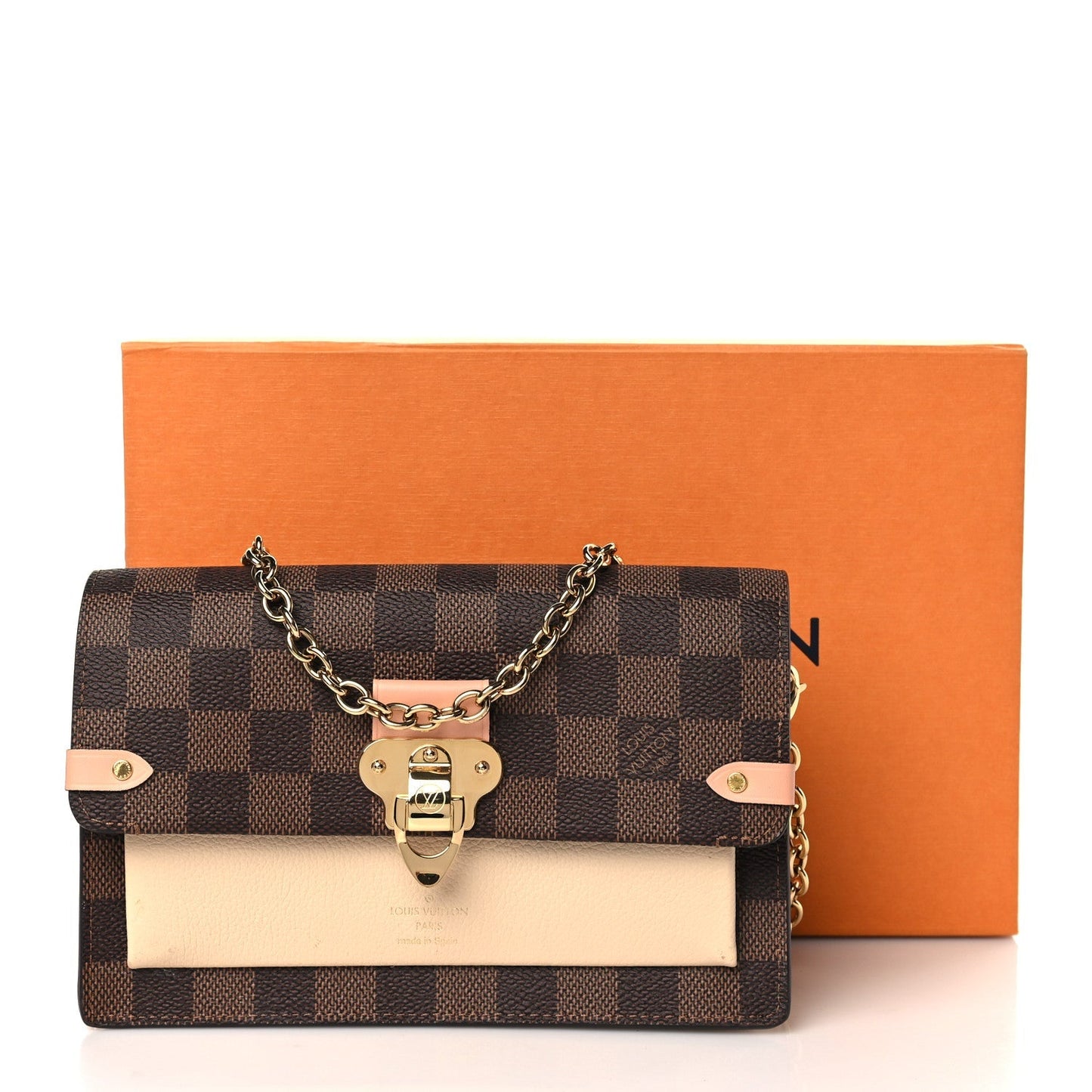 LOUIS VUITTON DAMIER EBENE VAVIN CHAIN WALLET ON CHAIN CREAM