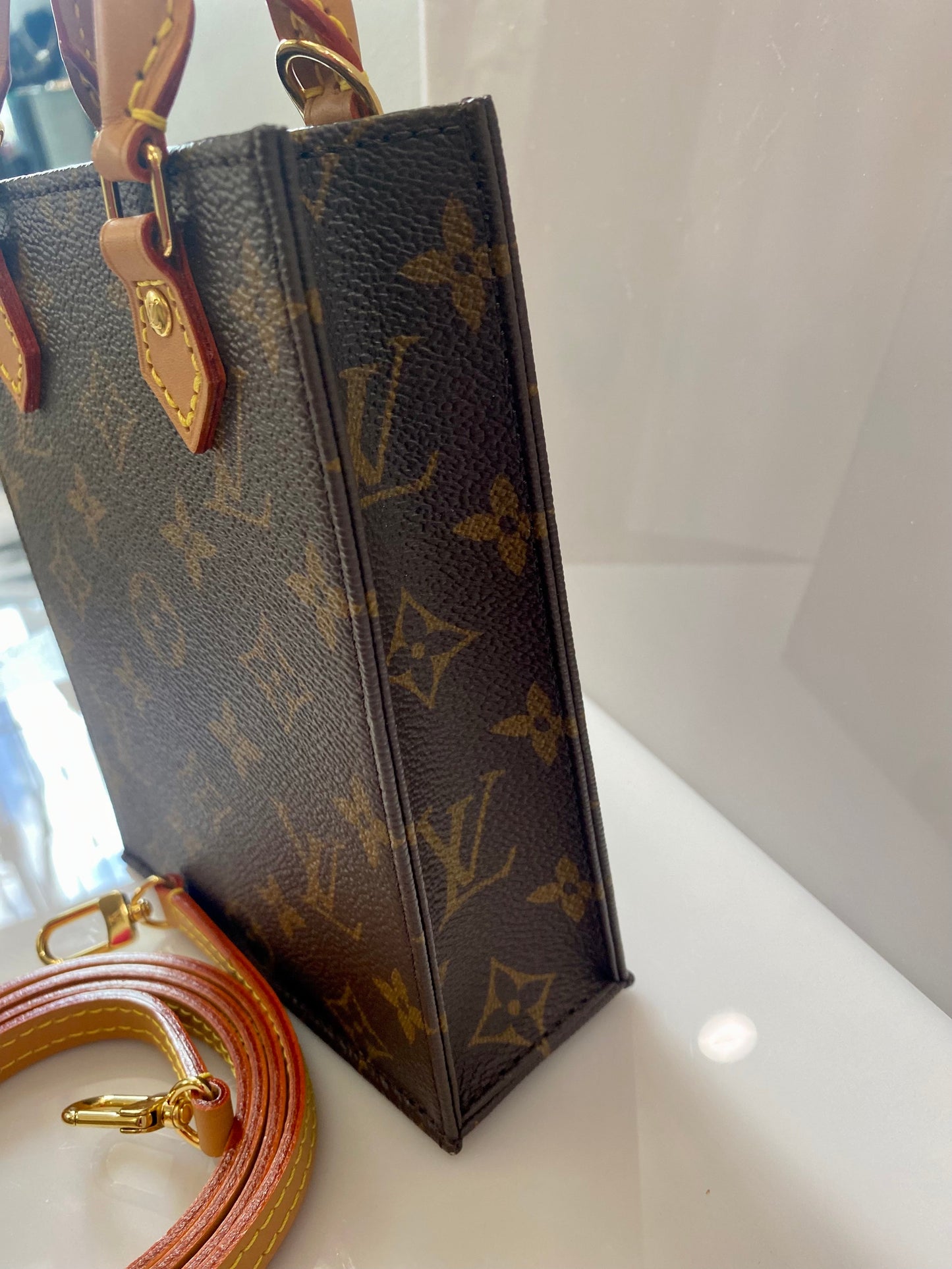 LOUIS VUITTON MONOGRAM PETIT SAC PLAT HANDBAG