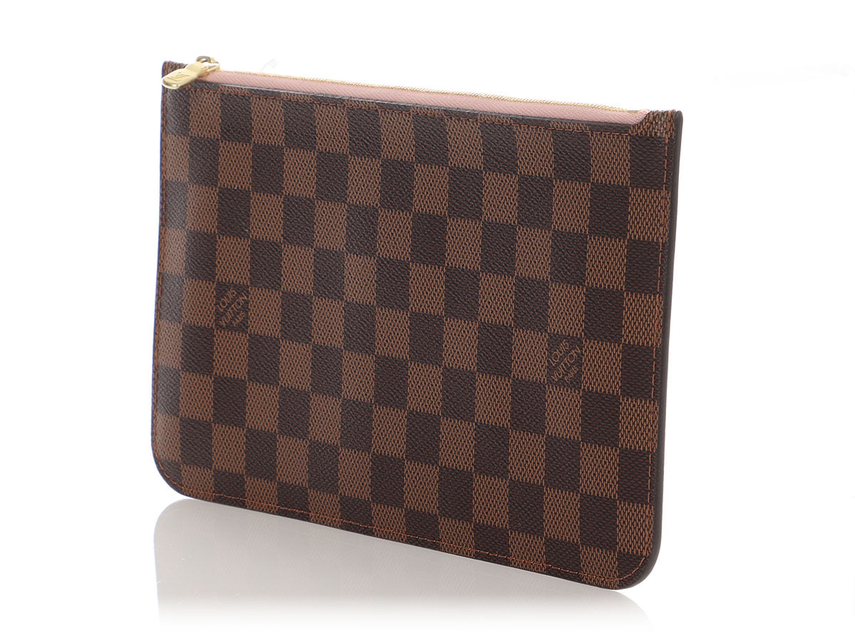 Louis Vuitton Damier EbÃ¨ne and Rose Ballerine Neverfull Pouch MM/GM
