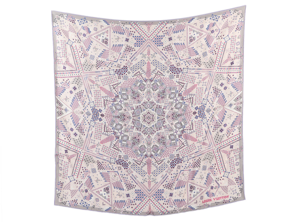 Louis Vuitton Purple and Gray Silk Scarf