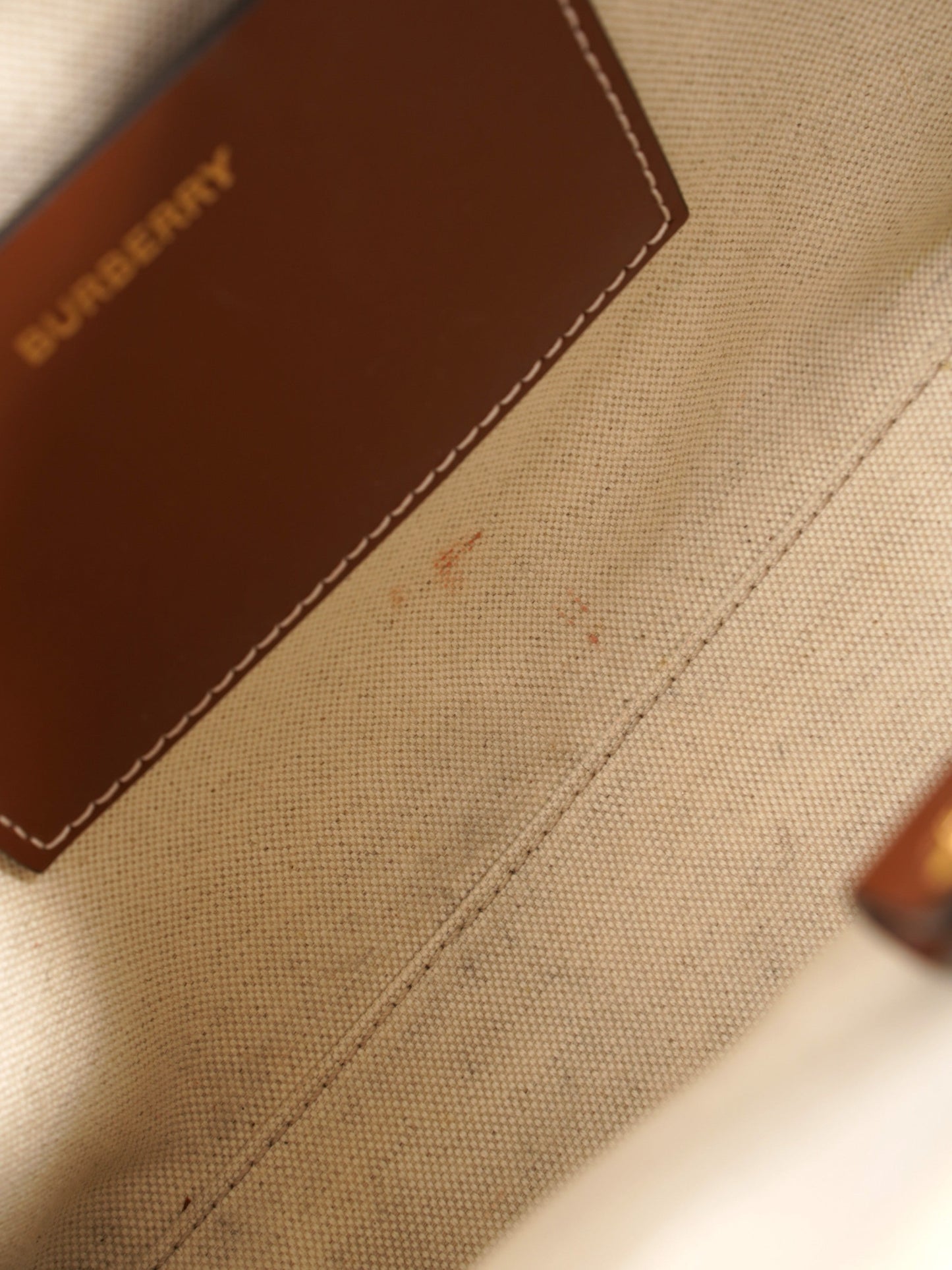 Burberry Freya Horseferry Tote Natural / Tan Cotton Mini