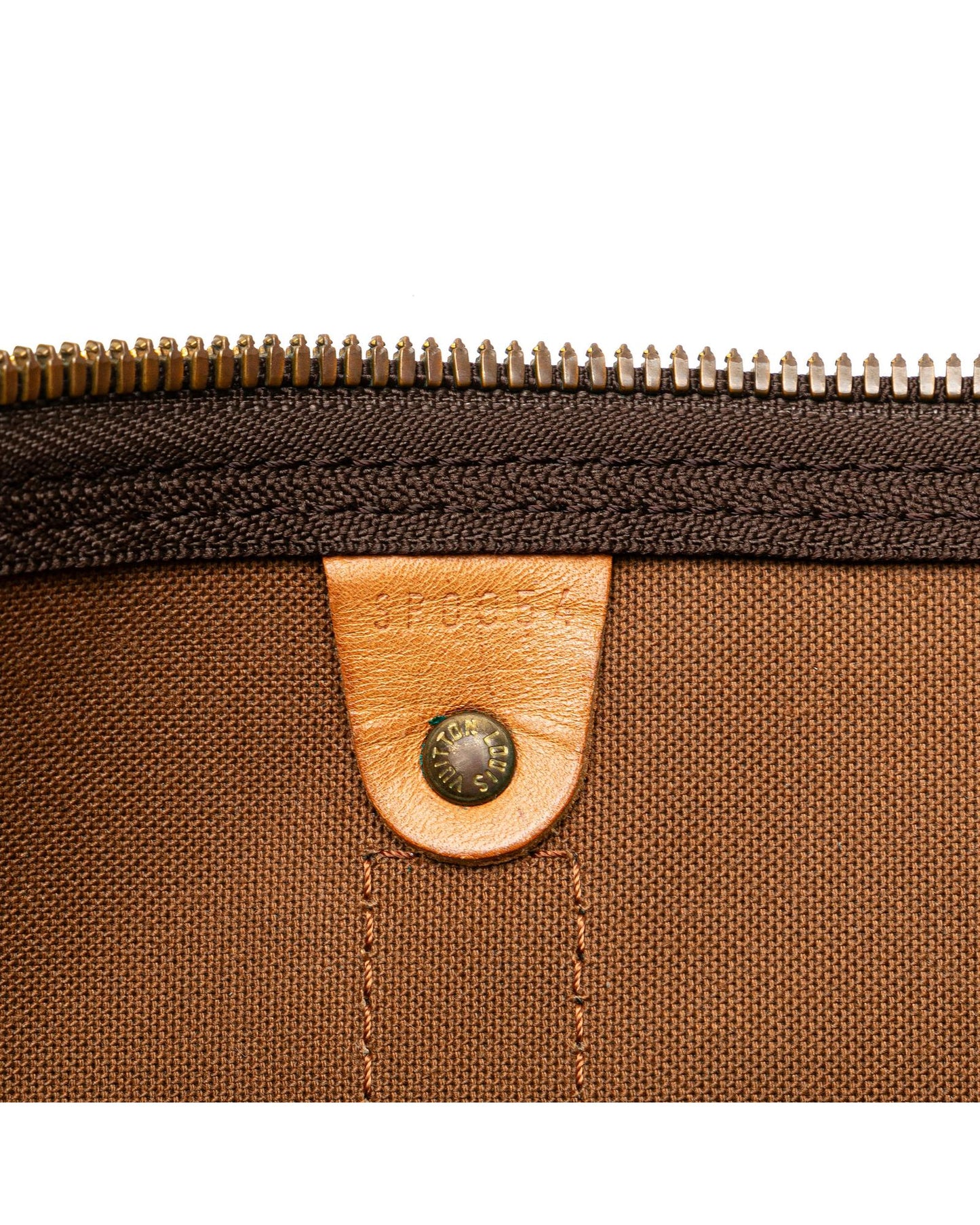 Monogram Canvas Keepall with Vachetta Leather Trim and Top Zip Closure