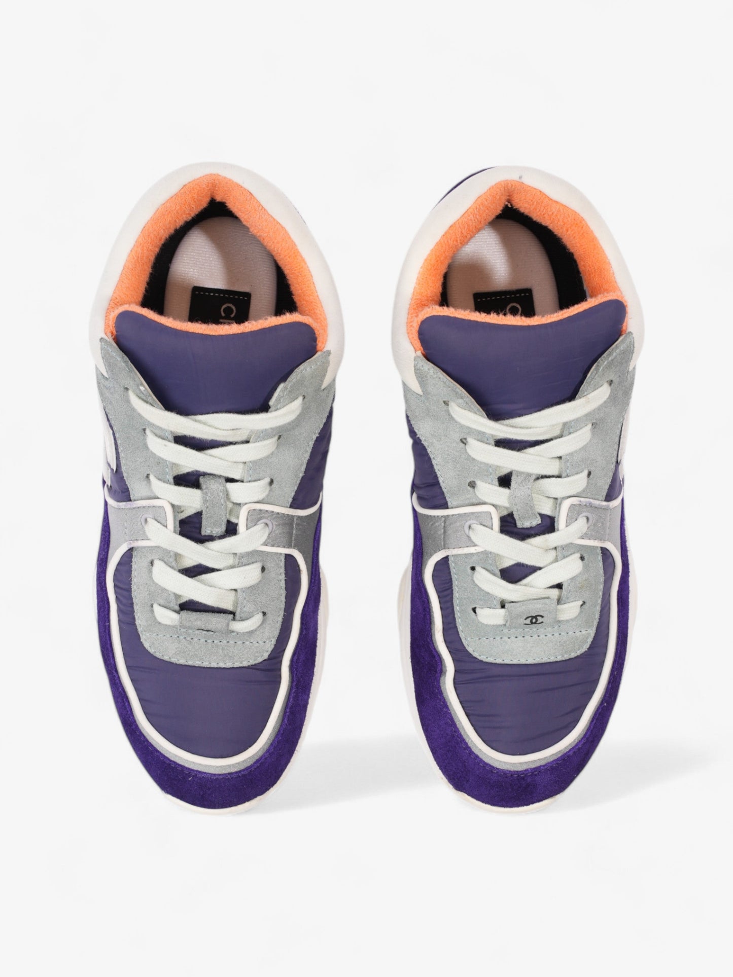 Chanel CC Logo Sneakers Blue / White / Orange Suede EU 39.5 UK 6.5