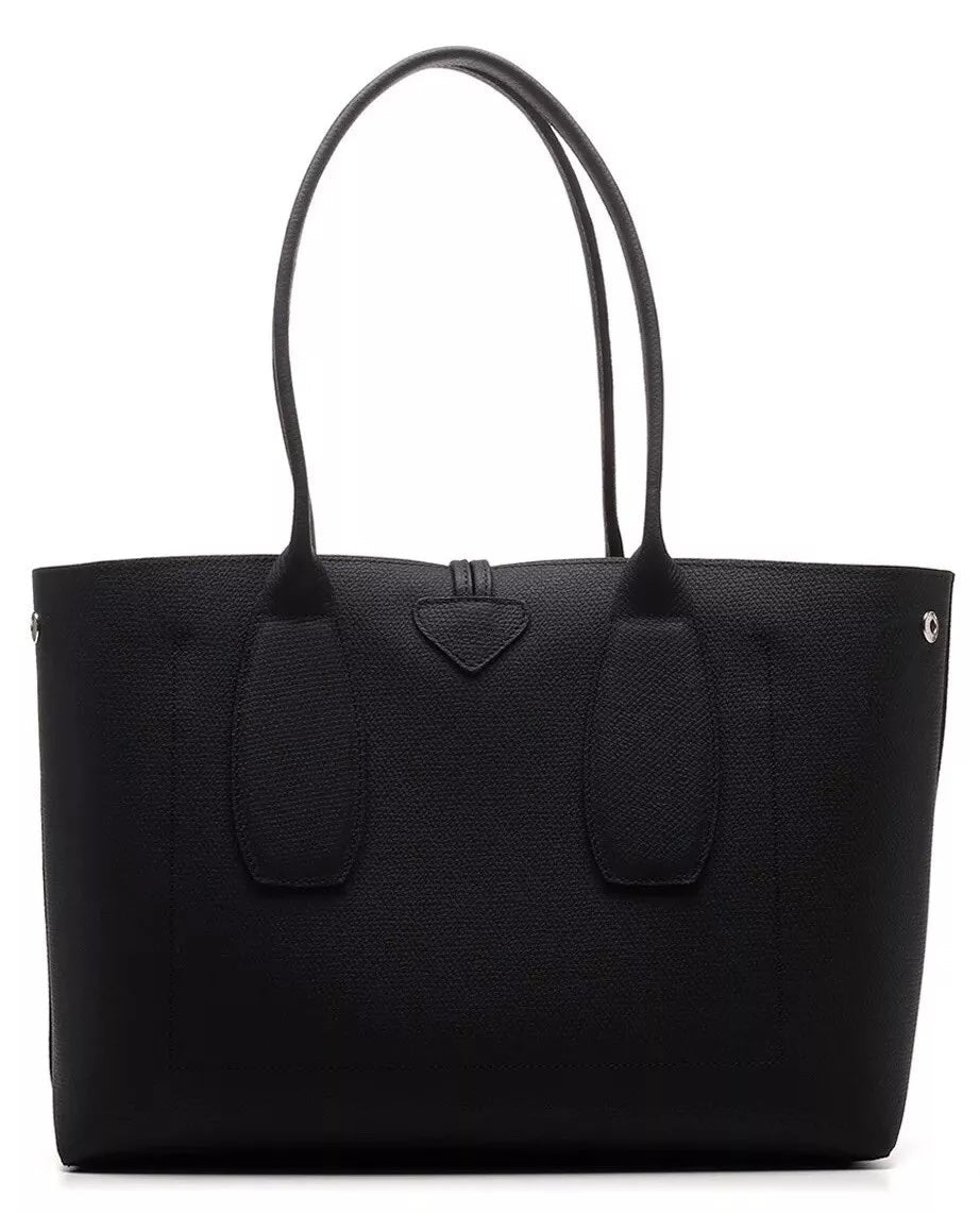 LONGCHAMP ROSEAU GRAINED CALFSKIN LEATHER MEDIUM TOTE BAG