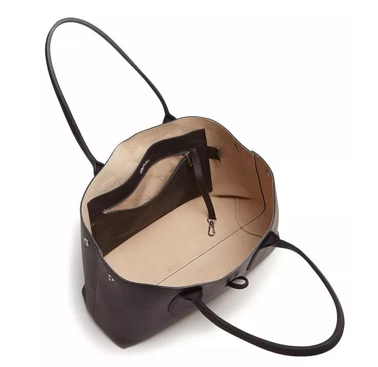 LONGCHAMP ROSEAU GRAINED CALFSKIN LEATHER MEDIUM TOTE BAG