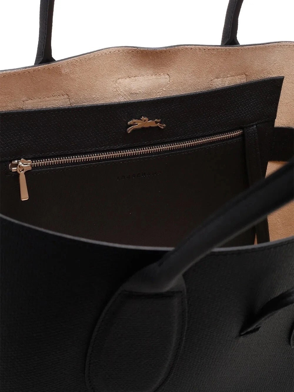 LONGCHAMP ROSEAU GRAINED CALFSKIN LEATHER MEDIUM TOTE BAG