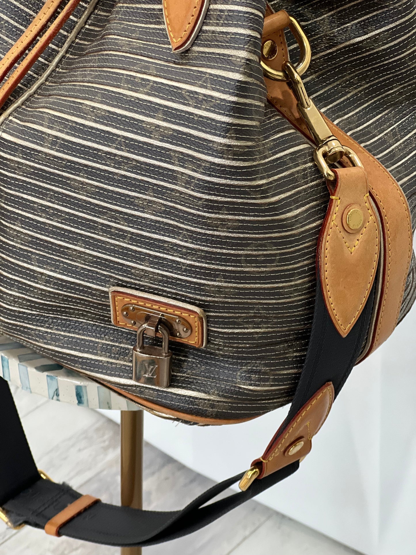 LOUIS VUITTON ARGENT MONOGRAM CANVAS-LEATHER LIMITED EDITION EDEN NEO BAG