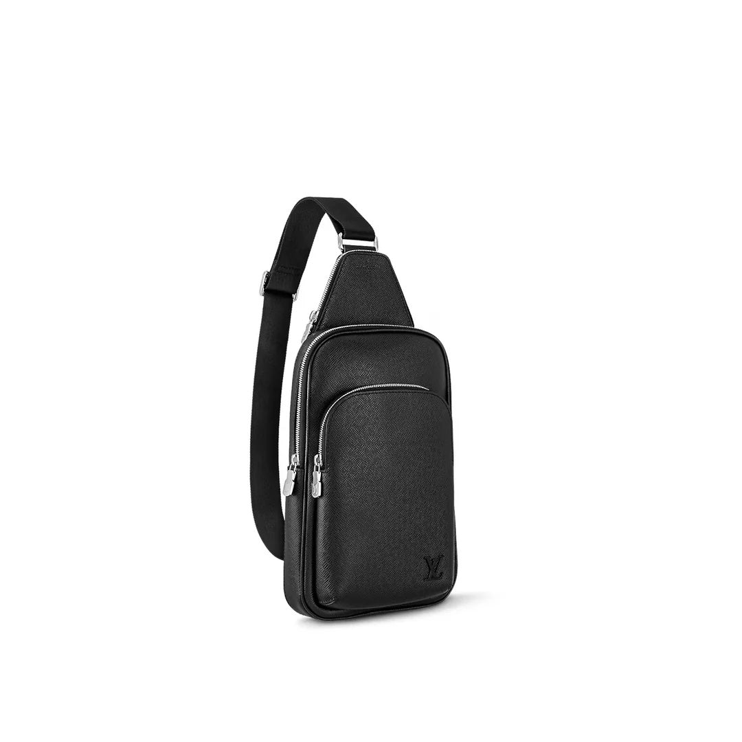 LOUIS VUITTON AVENUE BLACK TAIGA LEATHER SLING BAG