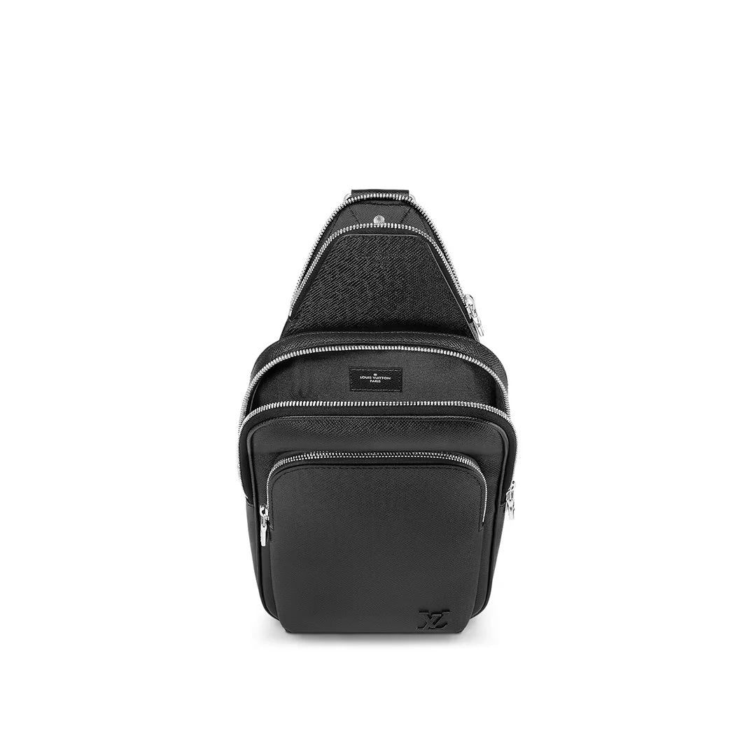 LOUIS VUITTON AVENUE BLACK TAIGA LEATHER SLING BAG