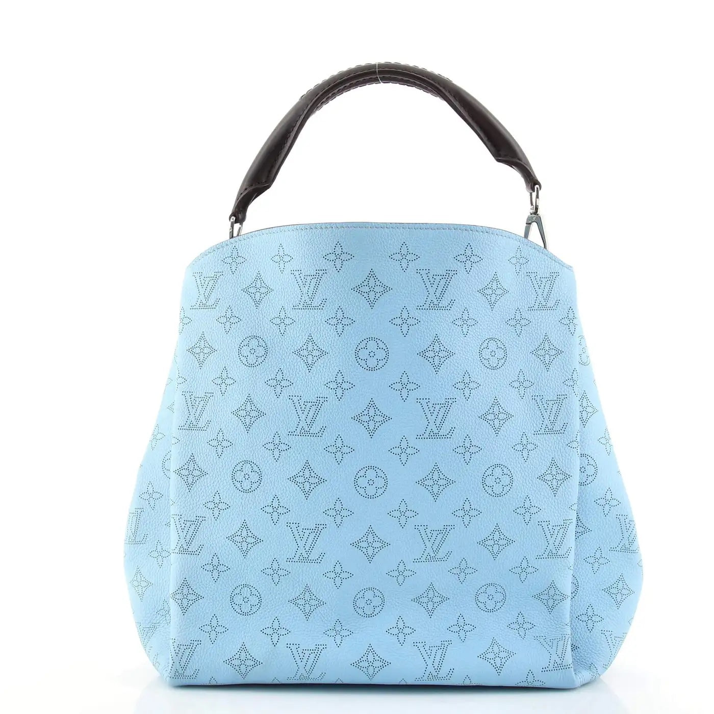 LOUIS VUITTON MONOGRAM MAHINA LEATHER BABYLONE PM  BAG IN ICE BLUE