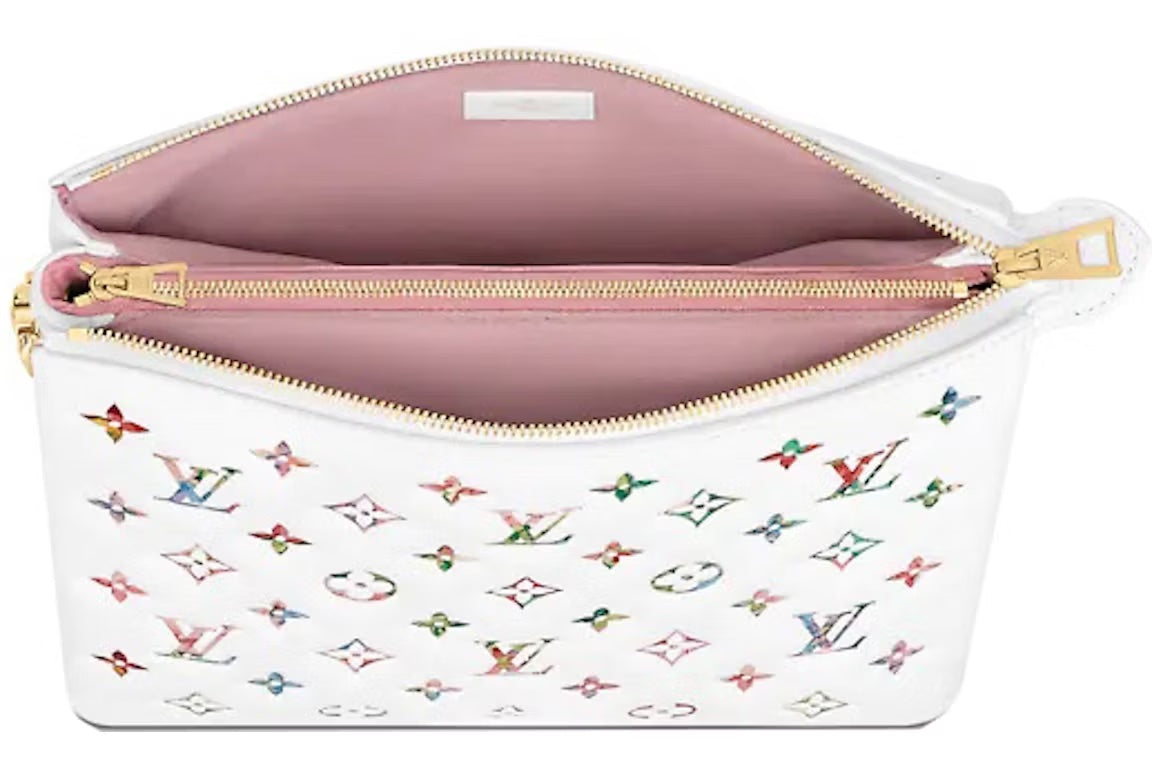 LOUIS VUITTON MULTICOLOR FLOWER MONOGRAM EMBOSSED LAMBSKIN COUSSIN PM BAG
