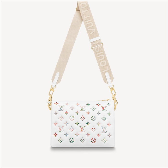 LOUIS VUITTON MULTICOLOR FLOWER MONOGRAM EMBOSSED LAMBSKIN COUSSIN PM BAG
