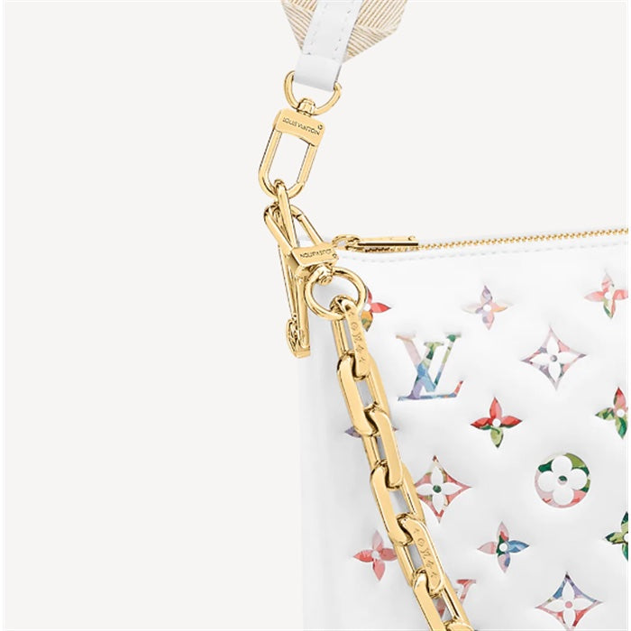 LOUIS VUITTON MULTICOLOR FLOWER MONOGRAM EMBOSSED LAMBSKIN COUSSIN PM BAG
