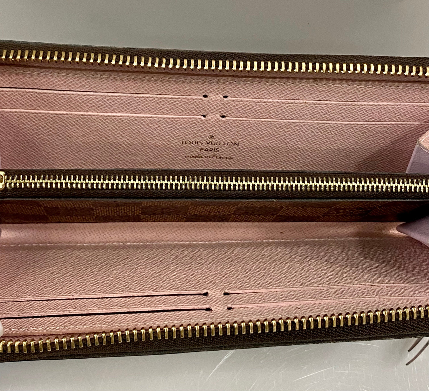 LOUIS VUITTON PORTEFEUILLE CLÉMENCE WALLET DAMIER EBENY ROSE BALLERINE