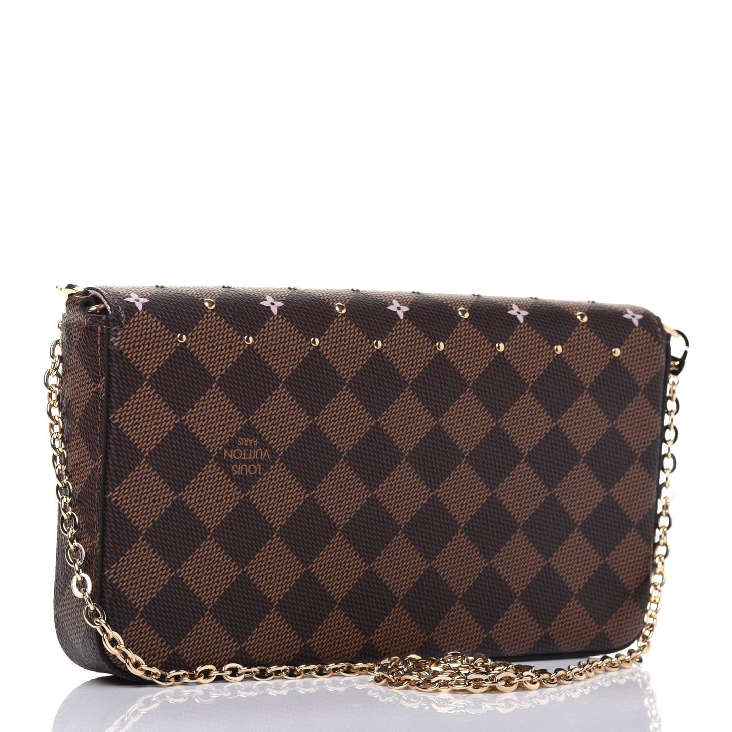 LOUIS VUITTON DAMIER EBENE FLOWER STUDDED FELICIE POCHETTE