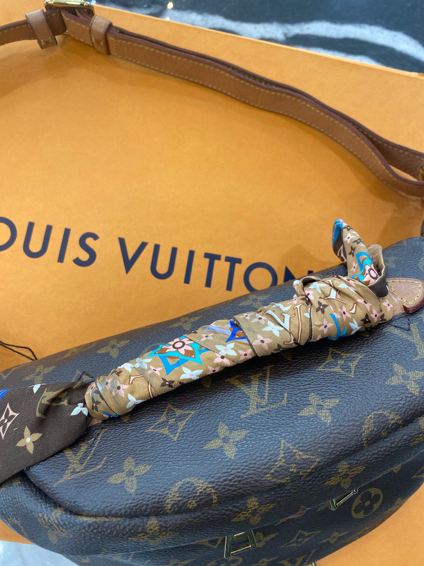 LOUIS VUITTON MONOGRAM BUMBAG WITH TWILLY