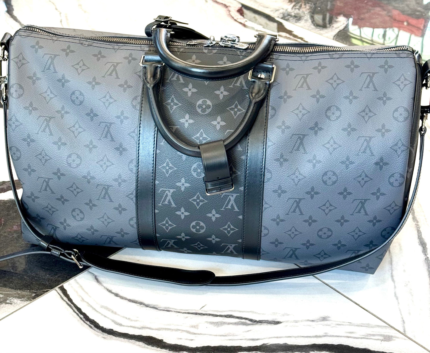 LOUIS VUITTON REVERSE MONOGRAM ECLIPSE KEEPALL BANDOULIÈRE 50 BAG