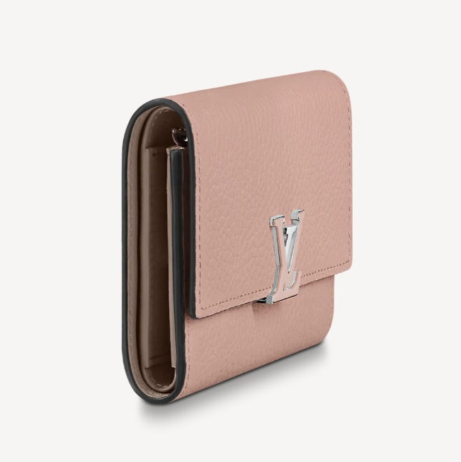 GLM-TAURILLON CAPUCINES COMPACT WALLET ROSE