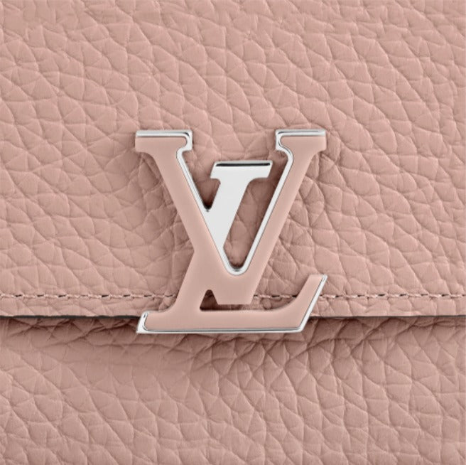 GLM-TAURILLON CAPUCINES COMPACT WALLET ROSE