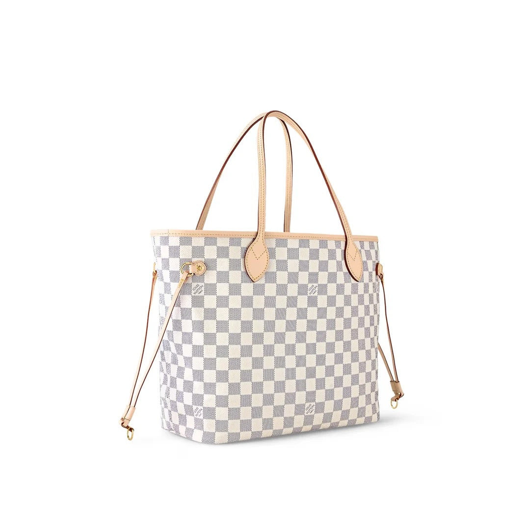 LOUIS VUITTON DAMIER AZUR NEVERFULL MM TOTE ROSE BALLERINE