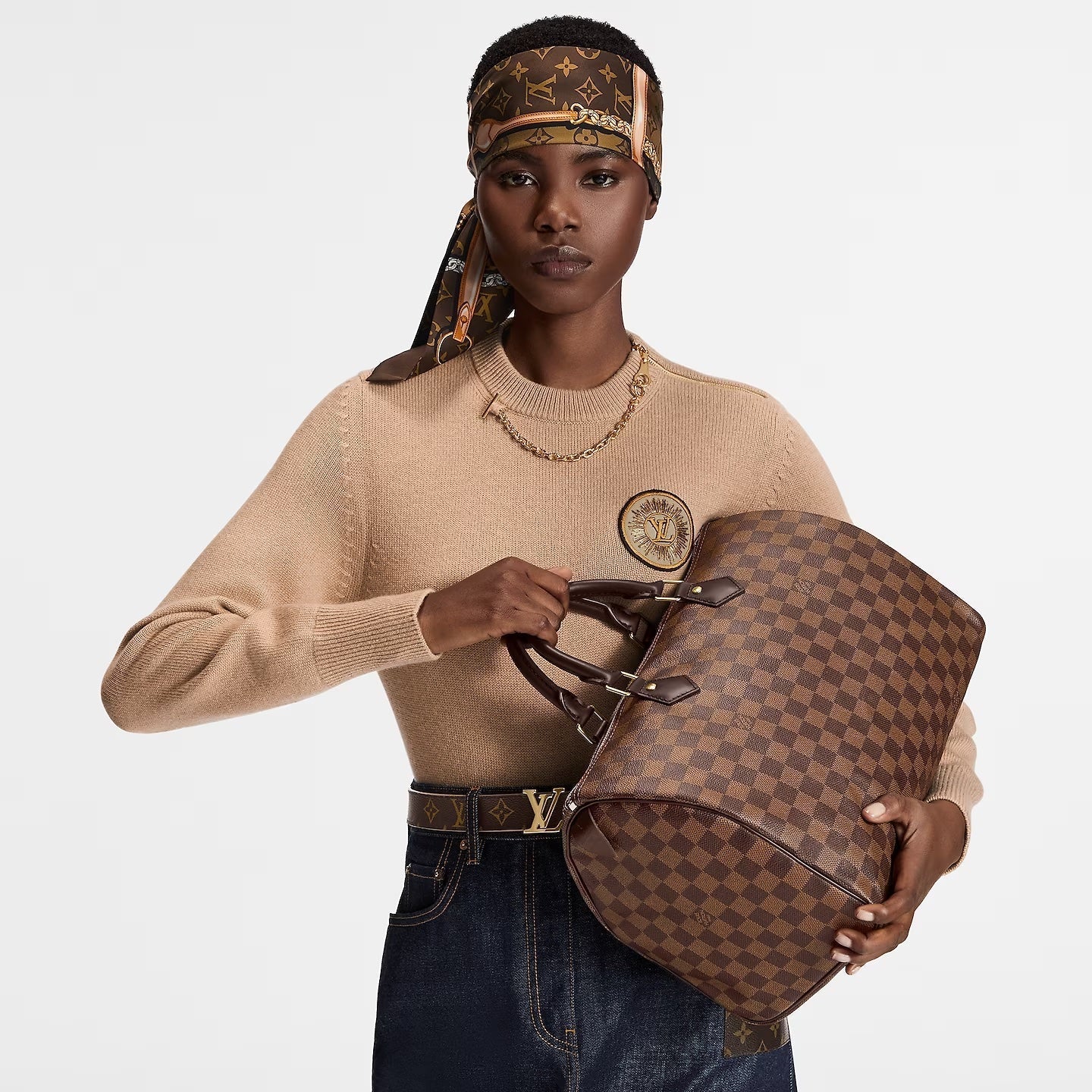 LOUIS VUITTON DAMIER EBENE SPEEDY 35 HANDBAGS