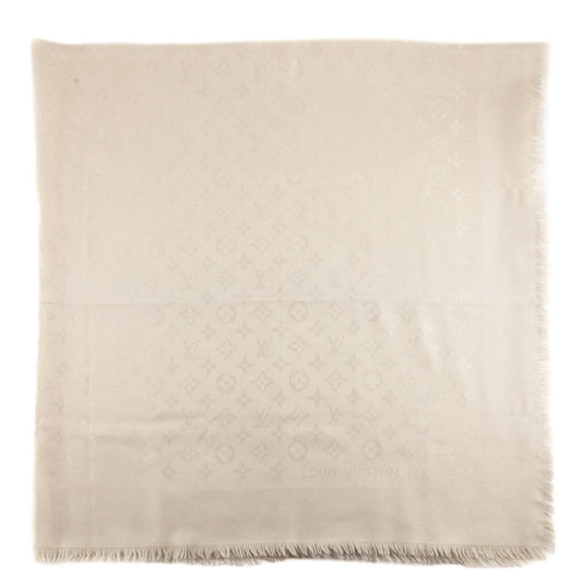 Louis Vuitton Ivory Silk & Wool Monogram Classic Shawl