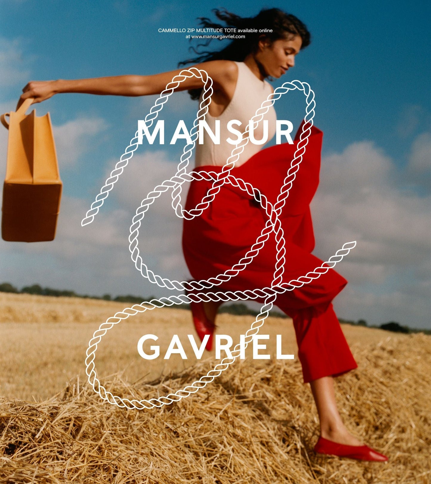 MANSUR GAVRIEL CANVAS CALFSKIN MINI BUCKET BAG