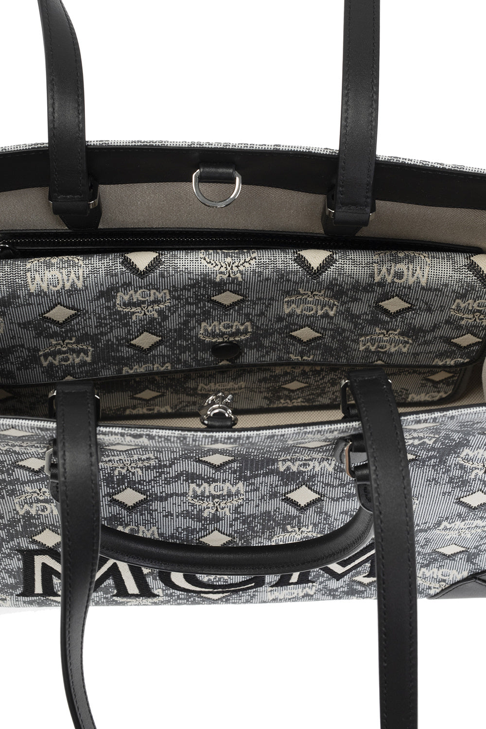 MCM JACQUARD LOGO TOTE BAG WITH POUCH