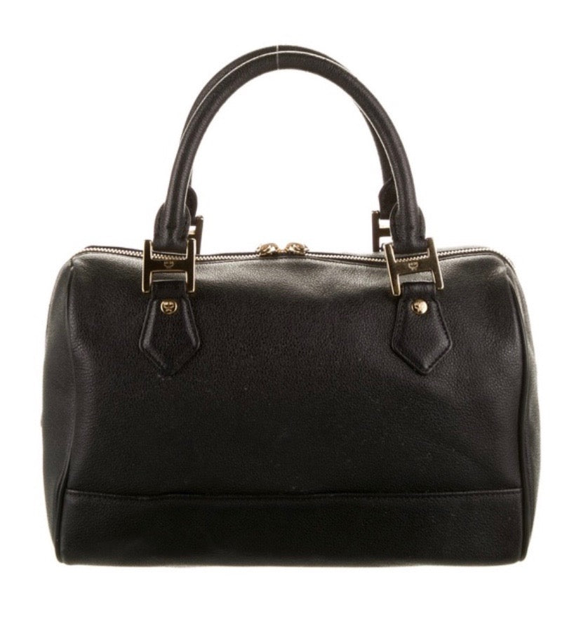 MCM STUDDED LEATHER HERITAGE SMALL BOSTON BAG