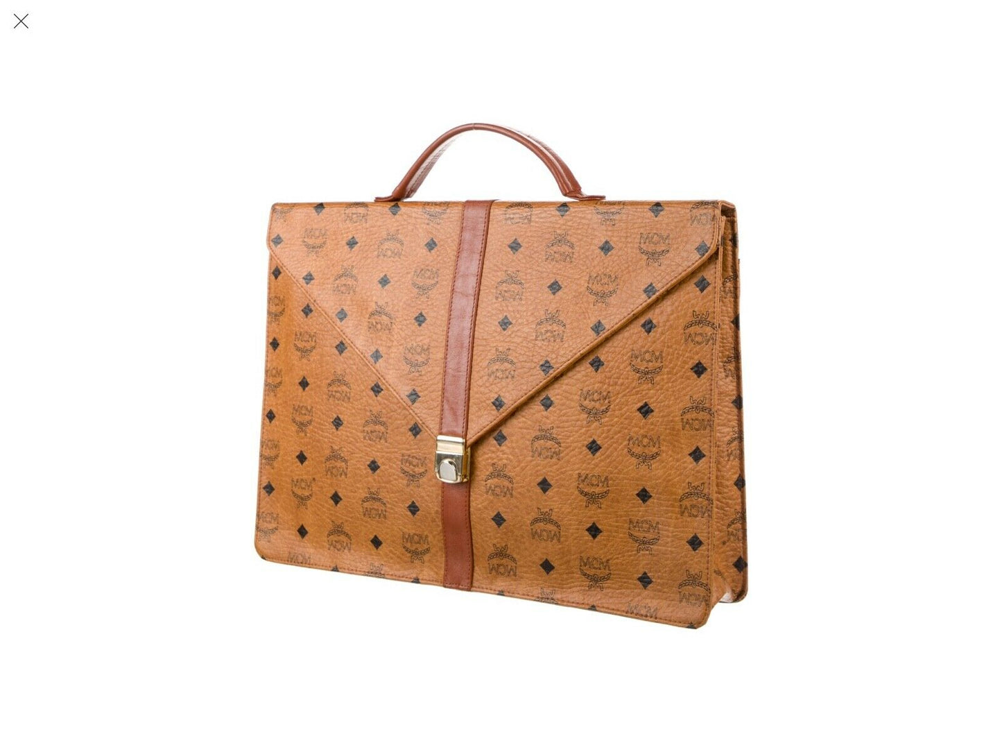 MCM Cognac Vintage Michael Cromer Munchen Logo Briefcase