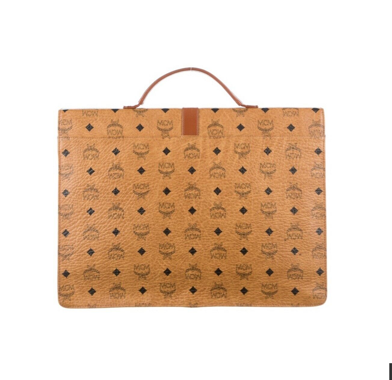 MCM Cognac Vintage Michael Cromer Munchen Logo Briefcase