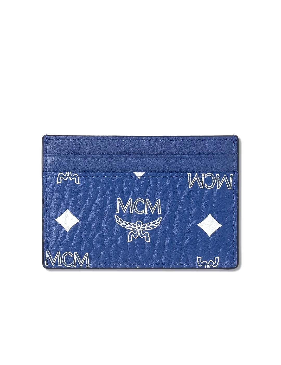 MCM VISETOS NAVY CALFSKIN LEATHER CARD CASE