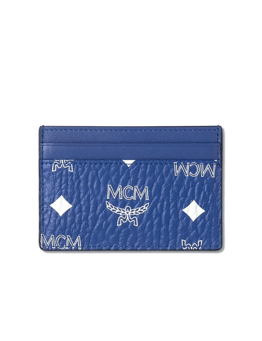 MCM VISETOS NAVY CALFSKIN LEATHER CARD CASE