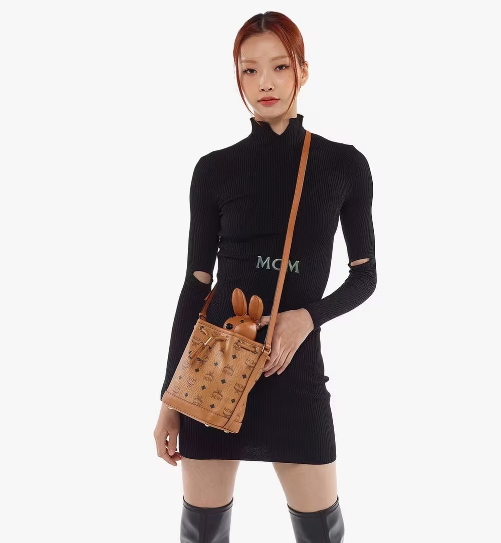 MCM PARK RABBIT VISETOS DRAWSTRING CROSSBODY BAG