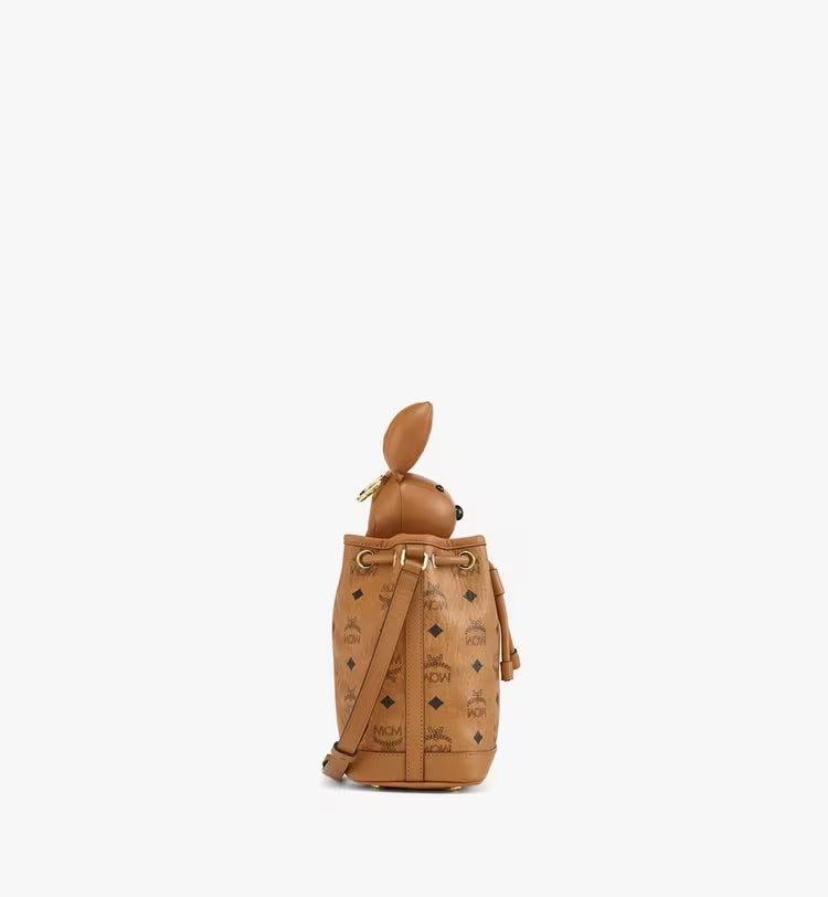 MCM PARK RABBIT VISETOS DRAWSTRING CROSSBODY BAG