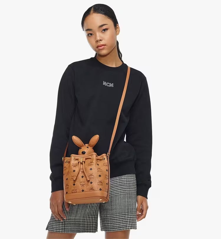 MCM PARK RABBIT VISETOS DRAWSTRING CROSSBODY BAG