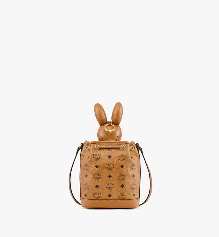 MCM PARK RABBIT VISETOS DRAWSTRING CROSSBODY BAG
