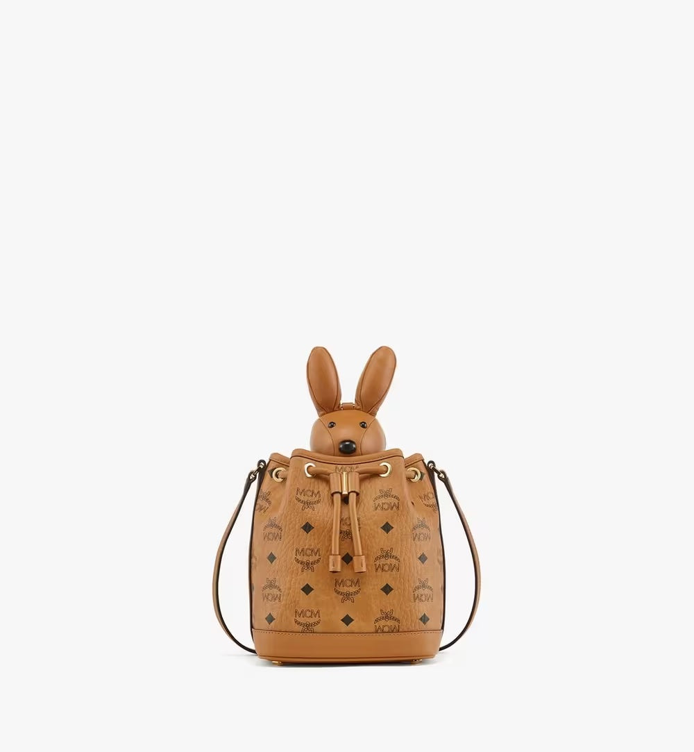 MCM PARK RABBIT VISETOS DRAWSTRING CROSSBODY BAG