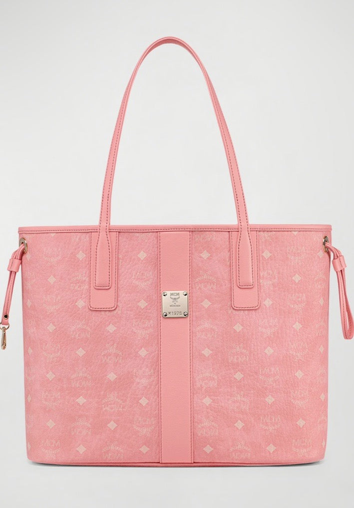 MCM REVERSIBLE LIZ SHOPPER TOTE BAG IN PINK BLOSSOM