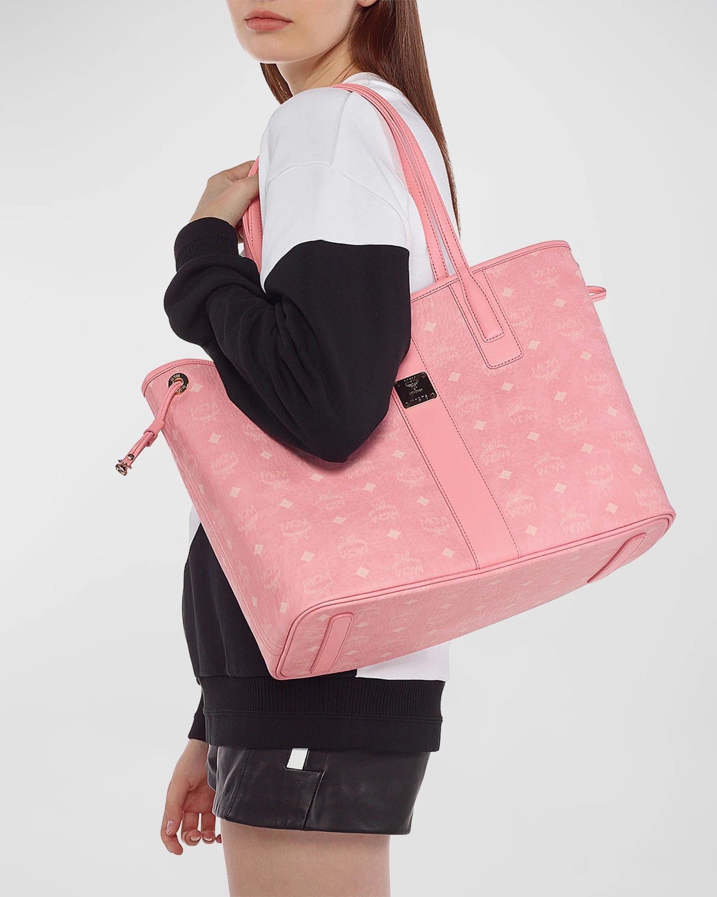 MCM REVERSIBLE LIZ SHOPPER TOTE BAG IN PINK BLOSSOM